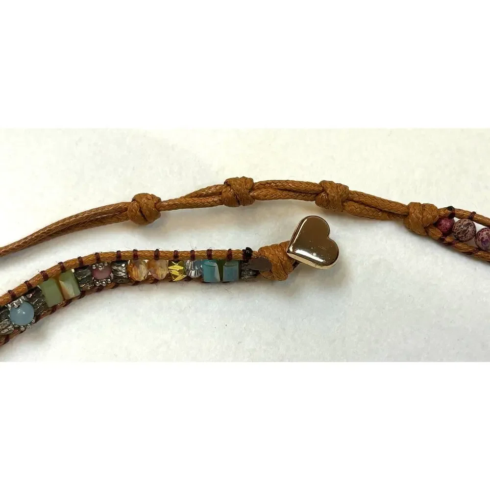Apple Watch Band Brown Beaded Wrap Macrame Stone Boho Earth Tone 1.25